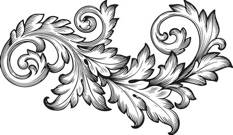 Vector Stock Scroll Engraving Acanthus Transprent Png Baroque - Clip ...