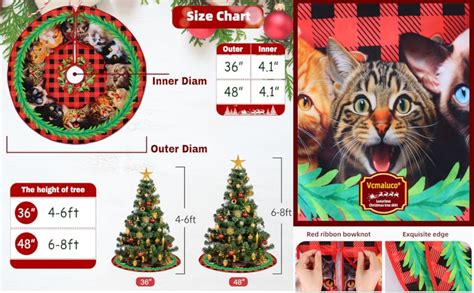 Amazon.com: Christmas Cats Tree Skirt 36 Inches, Cat Lover Gifts, Lace ...