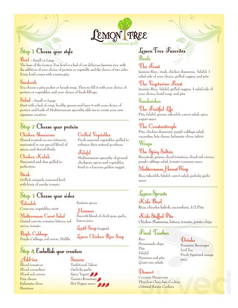 Lemon Tree menu in Chesterton, Indiana, USA