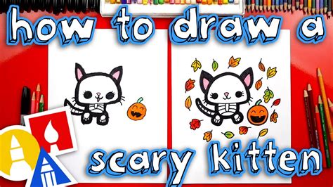 How To Draw A Cute Scary Kitten Skeleton - YouTube