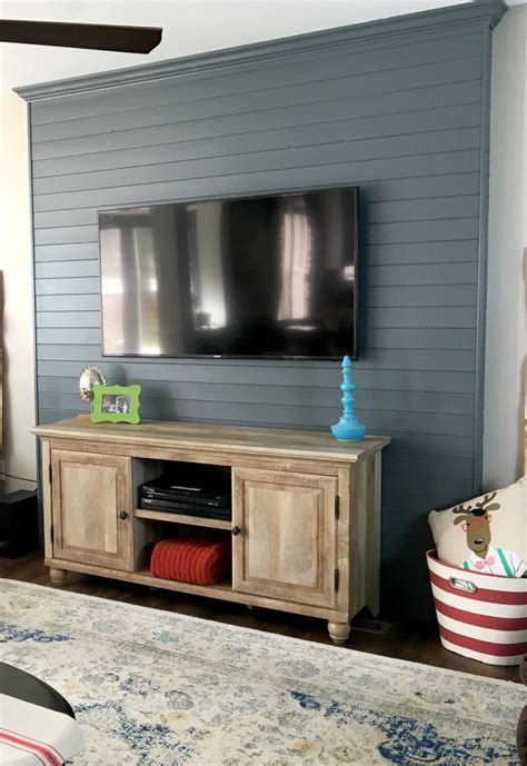 DIY Faux Pallet Wall for Your TV: Wood TV Wall & Mount Tutorial | Living room tv, Living room tv ...