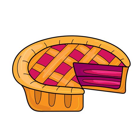 Cute cartoon pie. Cherry or bleuberry pie drawing. Cartoon image of ...