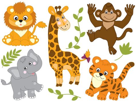 Safari Animals Clipart Digital Vector Safari Animals Lion - Etsy