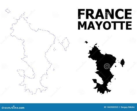 Vector Contour Dotted Map of Mayotte Islands with Name Stock Vector - Illustration of outline ...