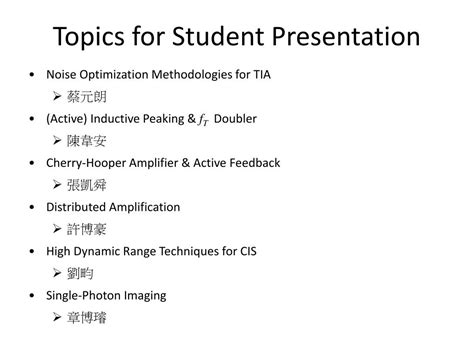 PPT - Topics for Student Presentation PowerPoint Presentation, free download - ID:4413999