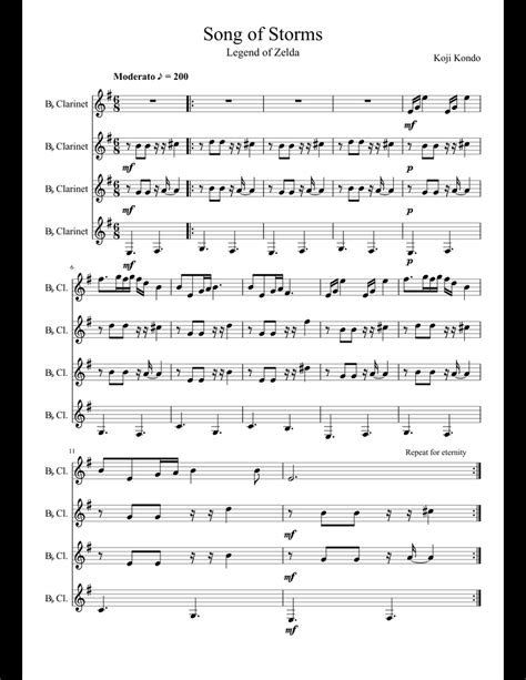 Song of Storms sheet music for Clarinet download free in PDF or MIDI