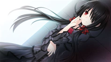 Kurumi Tokisaki HD Wallpaper: Elegant Heterochromia in Black Dress by Tsunako