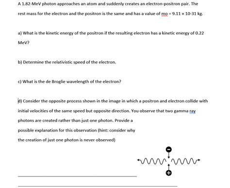 Solved A 1.82-MeV photon approaches an atom and suddenly | Chegg.com