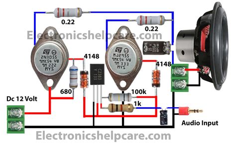 This is a Simple amplifier circuit diagram. here used 2 transistors ...