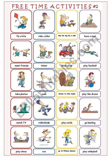 Free Time Activities #2 - ESL worksheet by kissnetothedit