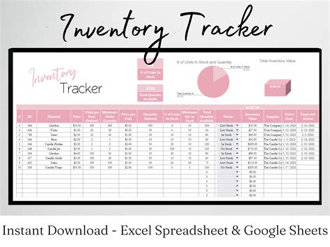 Inventory Tracker Template Google Sheets Excel Spreadsheet – Savvy and Thriving