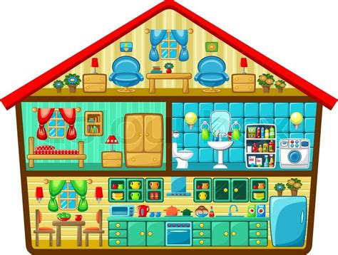 Cartoon house in a cut. Vector illustration | Stock Vector | Colourbox