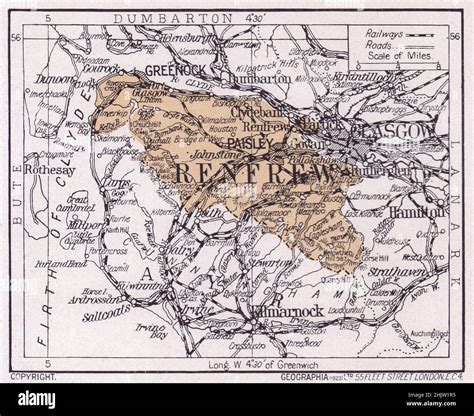 Map of Renfrewshire (1923 Stock Photo - Alamy