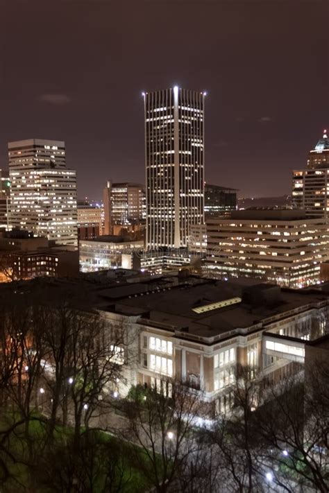 Portland Skyline at Night stock image. Image of cityscape - 60741225