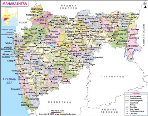 Physical Map Of Maharashtra State - Printable Map