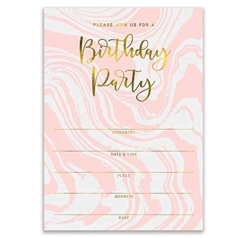 Digibuddha Pink Birthday Party Invitations Modern Swirling Colorful Fill in Invites with ...