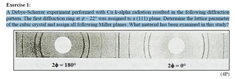 Solved Exercise 1: A Debye-Scherrer experiment performed | Chegg.com