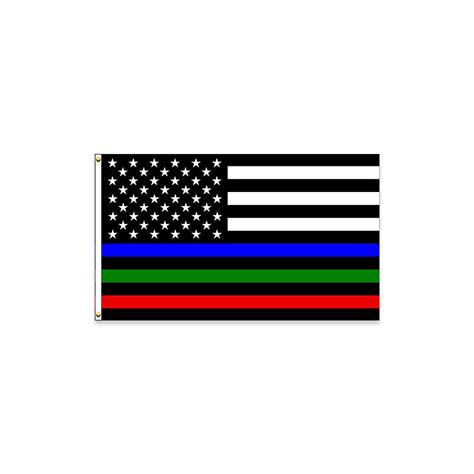 VF Display USA Flag Pattern (Black) with Thin Blue, Green, and Red ...