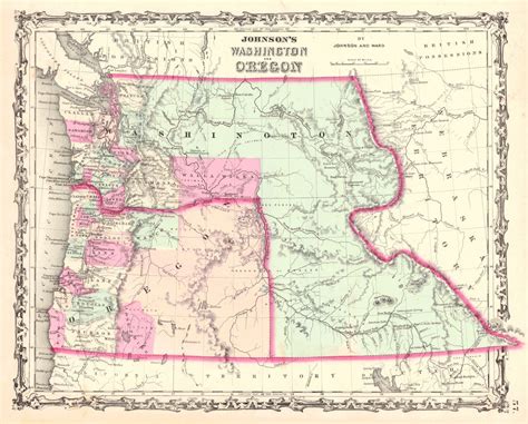 Johnson's Washington and Oregon. With Idaho border fixed at the crest ...