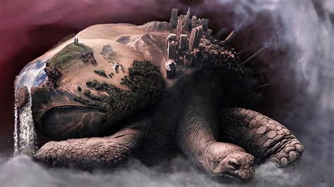 Turtle earth illustration, digital art, fantasy art, tortoises, animals ...