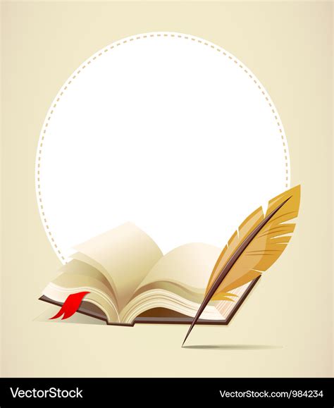 Background with old book and feather Royalty Free Vector