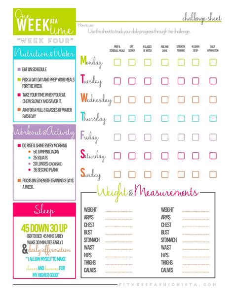 Fitness Challenges Worksheet - Template Calendar Design