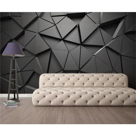 Custom Modern Geometric Black gray triangle 3d wallpaper mural,living room tv wall bedroom wall ...