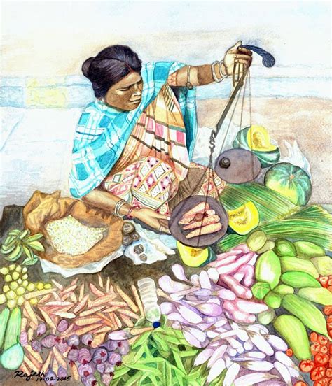 Vegetable Vendor Drawing