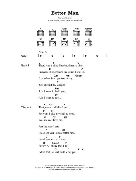 Better Man by James Morrison - Guitar Chords/Lyrics - Guitar Instructor