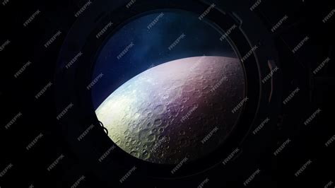 Premium Photo | The surface of the moon from the porthole of a spaceship.