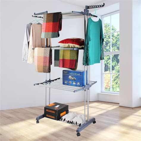 Jusdreen 3 Tier Rolling Clothes Drying Rack Clothes Garment Rack ...