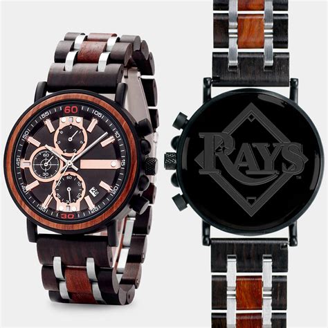 Tampa Bay Rays Wooden Wristwatch | Mahogany And Walnut Wood Chronograph ...