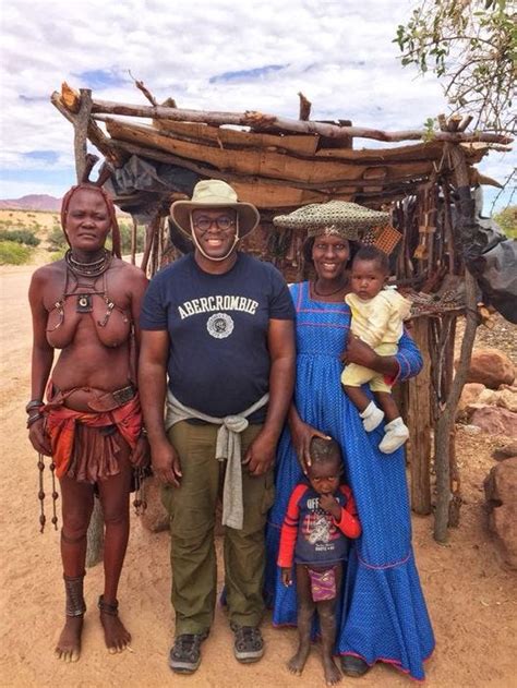 A brief moment in the Namib desert, Namibia, chatting with local tribe ...