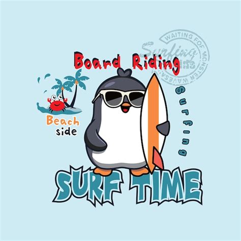 Premium Vector | Cute penguin surfing vector illustrator in winter