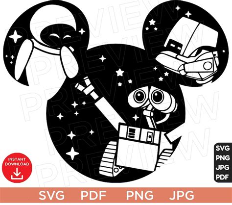 Wall E Vector Svg Wall E Svg Disneyland Ears Svg Vector In Etsy Sweden ...