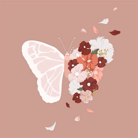 Aesthetic butterfly clipart, flower illustration | Premium Vector ...