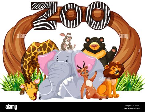 Animals with zoo entrance sign illustration Stock Vector Image & Art ...