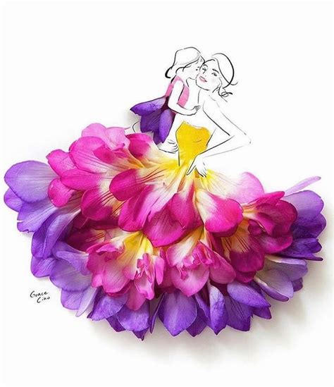 Artist Uses Real Flower Petals to Create Blossoming Fashion Illustrations | Flower petal art ...