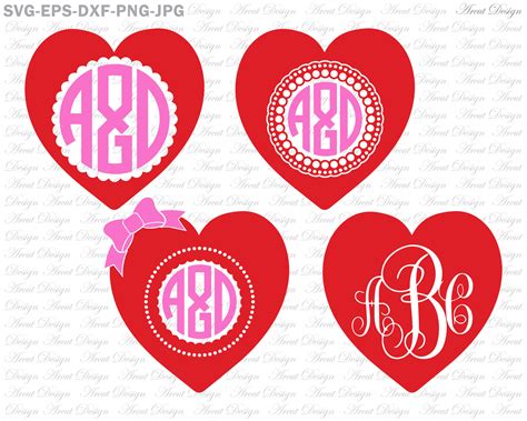 4 Files Svg Valentine Love Monogram Svg Love Valentine Svg | Etsy