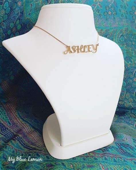 Gold Name Necklace / ASHLEY style name necklace / Solid 14k Name Necklace / Personalized Jewelry ...