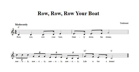 Row, Row, Row Your Boat: Chords, Lyrics, and Sheet Music for C Instruments