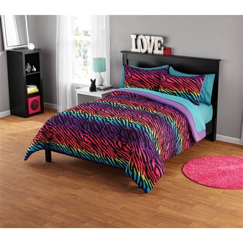 2-piece Twin/XL Rainbow Zebra Comforter Bedding Set Shams Reversible Teens Kids 784857727241 | eBay