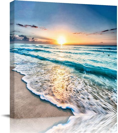 Victories Canvas Painting Wall Decor-Tropical Sand Beach Wave Sea Hawaiian Sunrise Scene,Wall ...