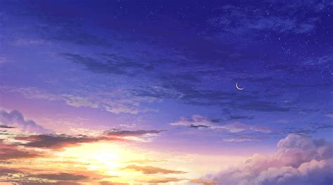 Anime sunset, landscape, sky, clouds, scenic, Anime, HD wallpaper | Peakpx