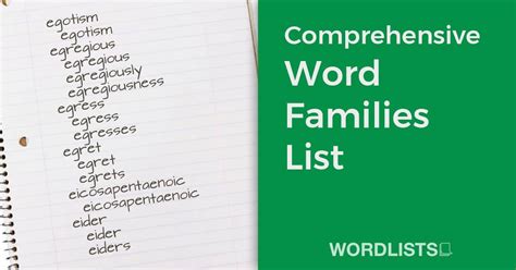 Comprehensive Word Families List