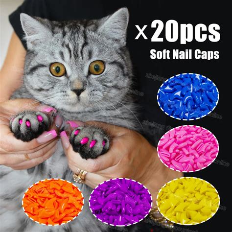 20pcs Silicone Soft Cat Nail Caps / Cat Paw Claw / Pet Nail Protector ...