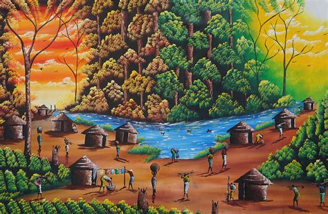 African Village Painting by Mubiru - Fine Art America