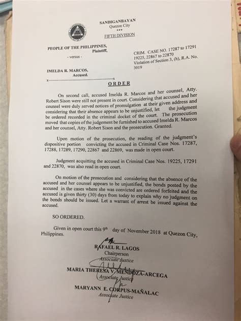 What's taking the Sandiganbayan long to issue warrant vs Imelda Marcos?