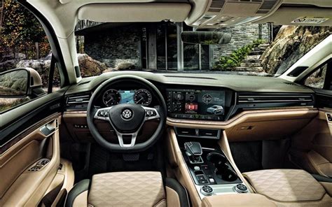 Download wallpapers Volkswagen Touareg, 2020, inside view, interior, new Touareg interior ...