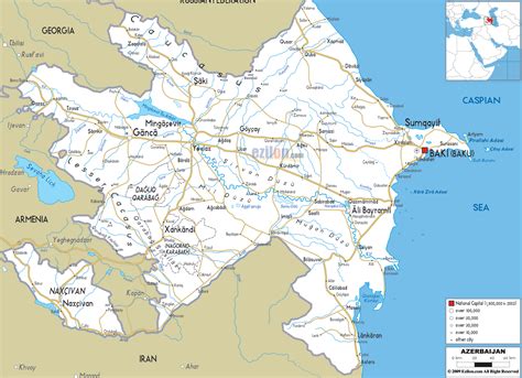 Road Map of Azerbaijan - Ezilon Maps